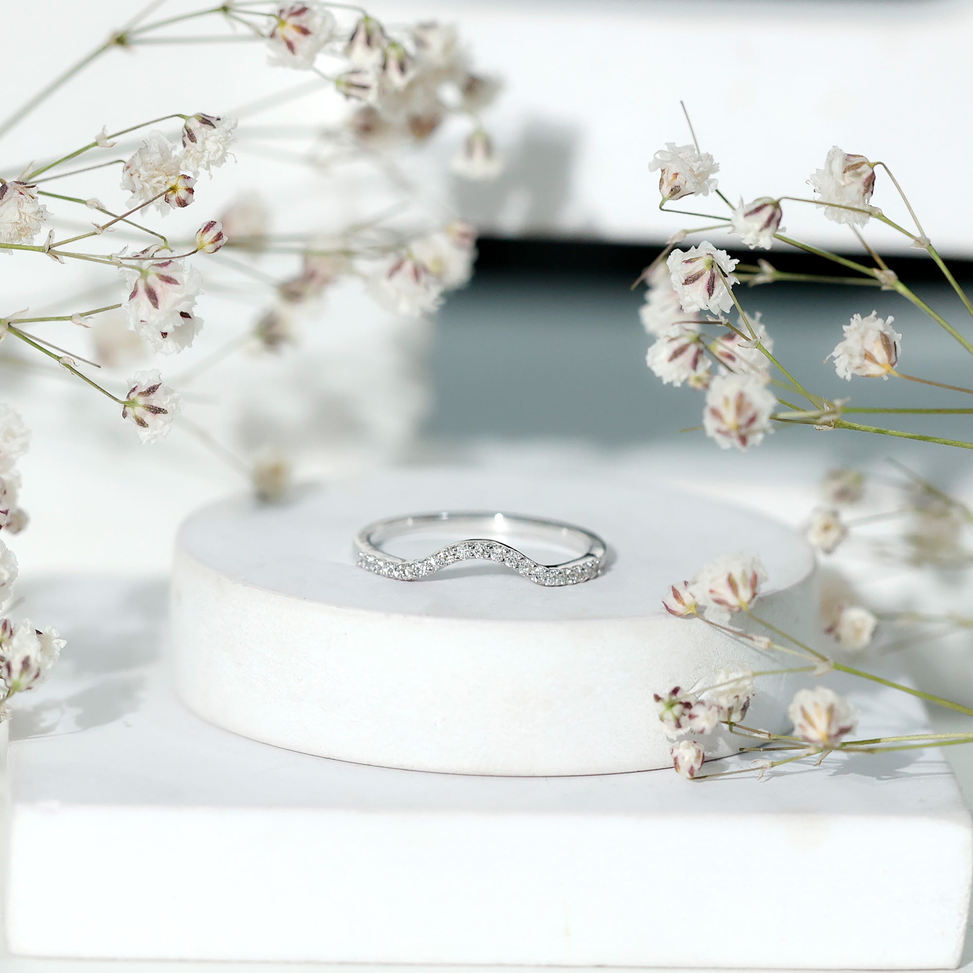 Real Diamond Curved Enhancer for Engagement Ring Natural - ( HI-SI ) - Rosec Jewels