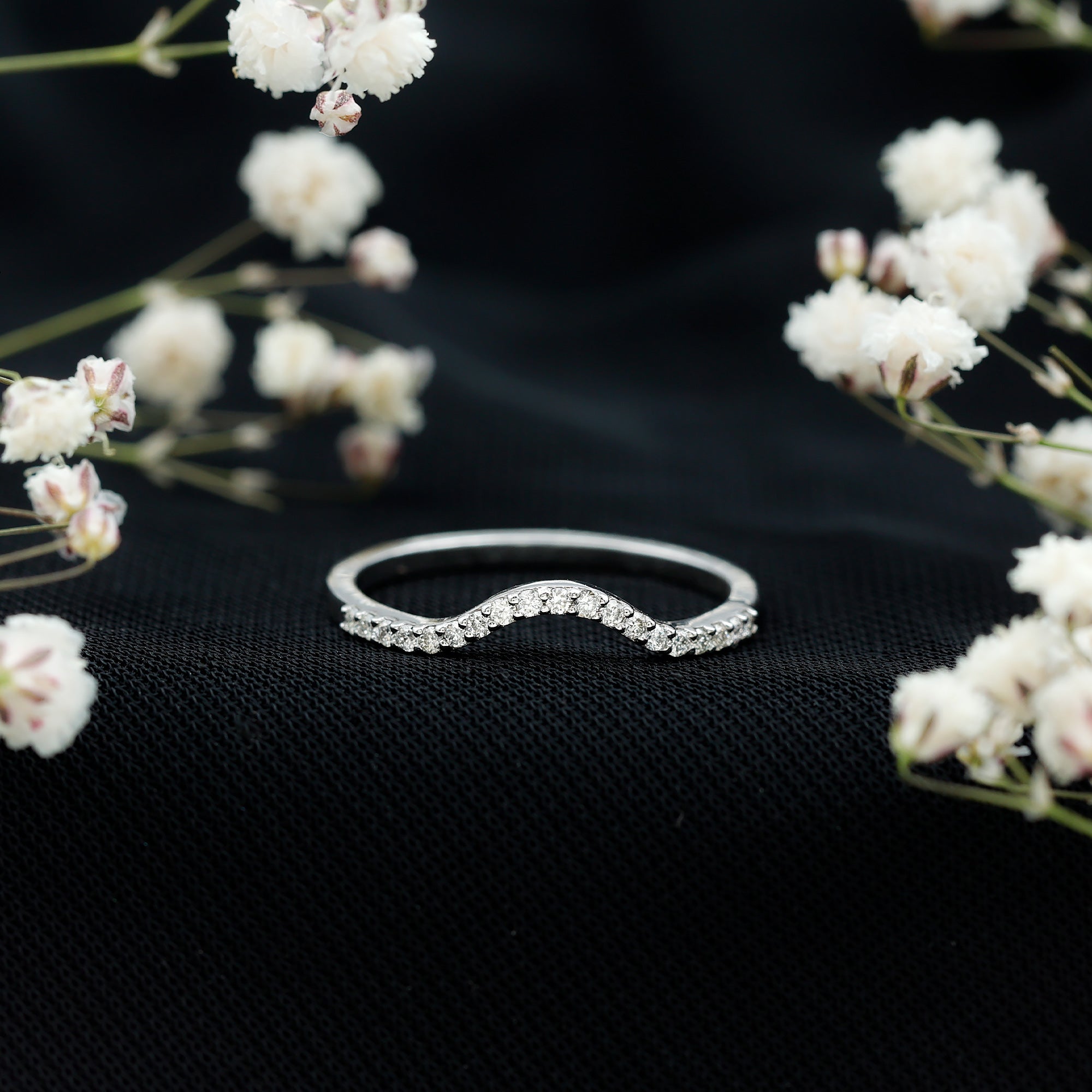 Real Diamond Curved Enhancer for Engagement Ring Natural - ( HI-SI ) - Rosec Jewels