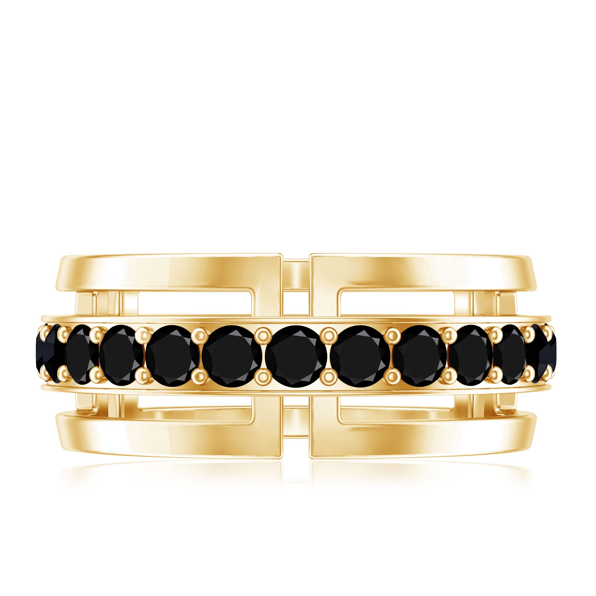 Certified Lab Created Black Diamond Wedding Band for Men AAAA ( Synthetic ) - Rosec Jewels