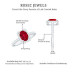 Oval Cut Lab Created Ruby and Diamond Halo Engagement Ring AAAA - Rosec Jewels