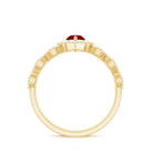 Vintage Inspired Lab Ruby and Diamond Double Band Engagement Ring AAAA - Rosec Jewels
