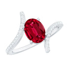 Rosec Jewels-Oval Lab Created Ruby and Diamond Bypass Engagement Ring