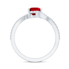 Rosec Jewels-Oval Lab Created Ruby and Diamond Bypass Engagement Ring