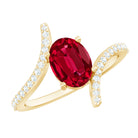 Rosec Jewels-Oval Lab Created Ruby and Diamond Bypass Engagement Ring