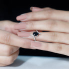 Oval Black Onyx Solitaire Bypass Engagement Ring with Diamond Black Onyx - ( AAA ) - Quality - Rosec Jewels