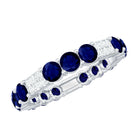 Natural Blue Sapphire and Diamond Eternity Wedding Band AAA - Rosec Jewels
