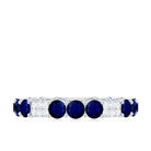 Natural Blue Sapphire and Diamond Eternity Wedding Band AAA - Rosec Jewels