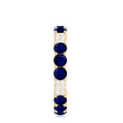 Natural Blue Sapphire and Diamond Eternity Wedding Band AAA - Rosec Jewels