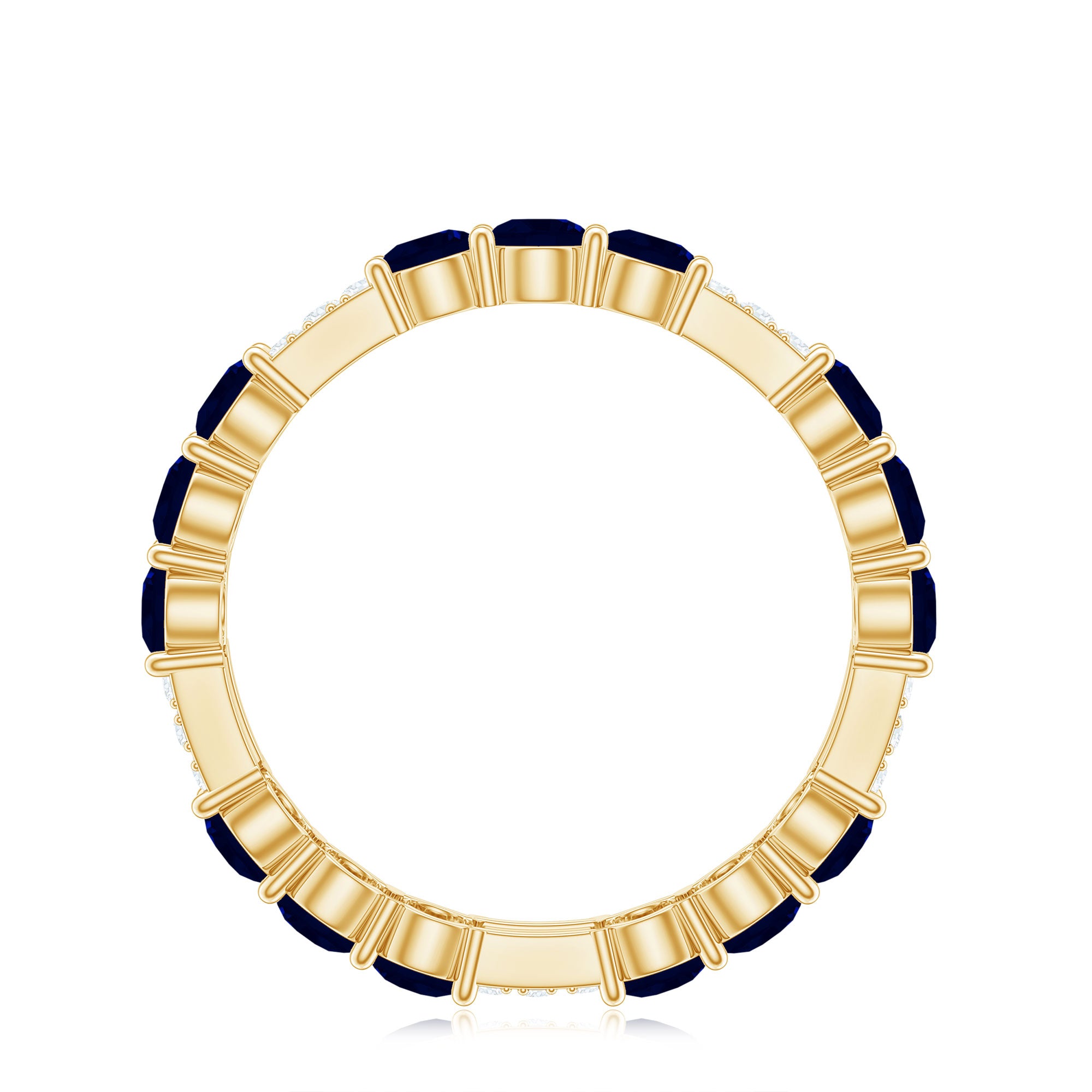 Natural Blue Sapphire and Diamond Eternity Wedding Band AAA - Rosec Jewels