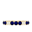 Natural Blue Sapphire and Diamond Eternity Wedding Band AAA - Rosec Jewels