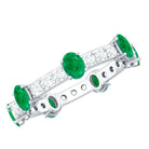Natural Oval Emerald Diamond Eternity Marriage Anniversary Ring AAA - Rosec Jewels