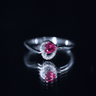 Heart Shape Lab Grown Ruby and Diamond Twisted Promise Ring AAAA - Rosec Jewels