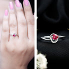 Heart Shape Lab Grown Ruby and Diamond Twisted Promise Ring AAAA - Rosec Jewels
