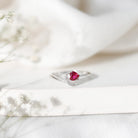Heart Shape Lab Grown Ruby and Diamond Twisted Promise Ring AAAA - Rosec Jewels