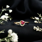 Heart Shape Lab Grown Ruby and Diamond Twisted Promise Ring AAAA - Rosec Jewels