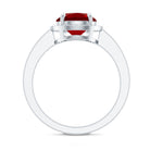 8MM Lab Grown Ruby Round Halo Engagement Ring AAAA - Rosec Jewels