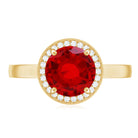 8MM Lab Grown Ruby Round Halo Engagement Ring AAAA - Rosec Jewels