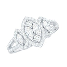 Certified Moissanite Unique Engagement Ring in Split Shank D-VS1 - Rosec Jewels