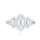 Certified Moissanite Unique Engagement Ring in Split Shank D-VS1 - Rosec Jewels