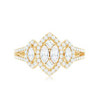 Certified Moissanite Unique Engagement Ring in Split Shank D-VS1 - Rosec Jewels