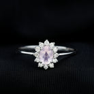 Princess Diana Inspired Rose Quartz Ring with Diamond Halo Rose Quartz - ( AAA ) - Quality - Rosec Jewels