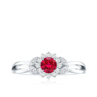 Certified Lab Grown Ruby Diamond Flower Engagement Ring for Women AAAA - Rosec Jewels