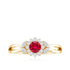 Certified Lab Grown Ruby Diamond Flower Engagement Ring for Women AAAA - Rosec Jewels