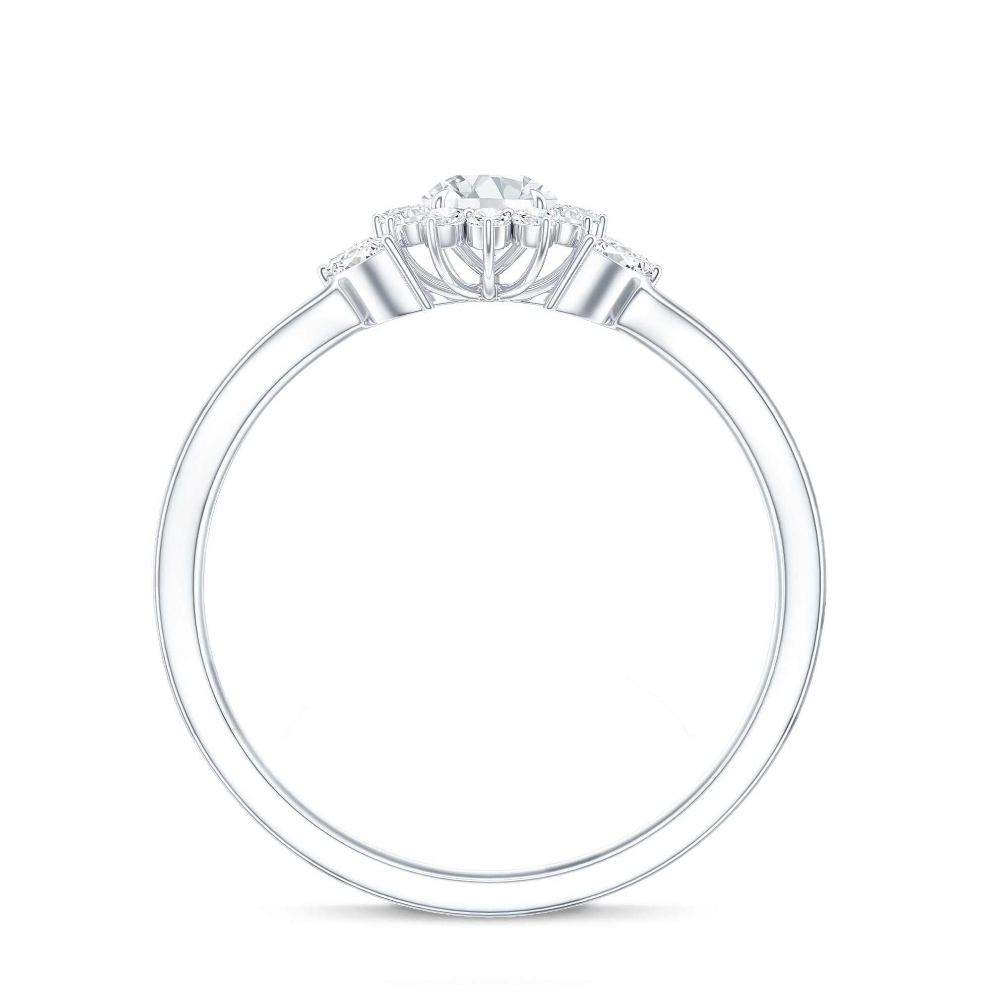 Split Shank Simulated Diamond Flower Engagement Ring AAAA - Rosec Jewels
