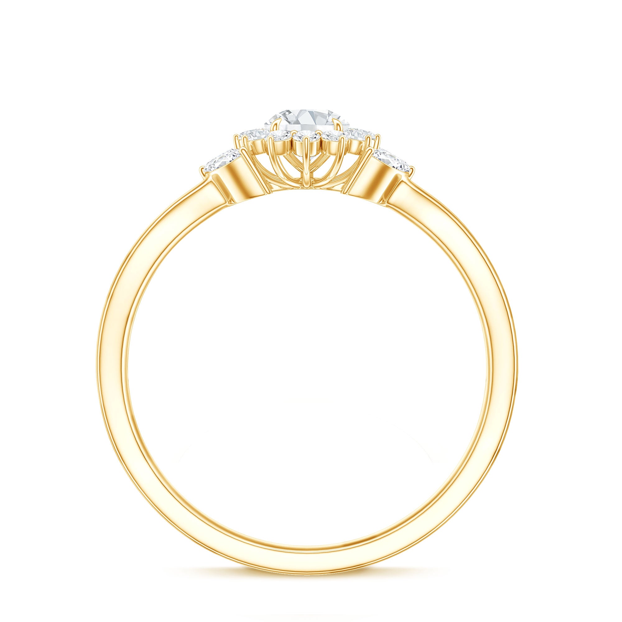 Split Shank Simulated Diamond Flower Engagement Ring AAAA - Rosec Jewels