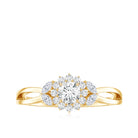 Split Shank Simulated Diamond Flower Engagement Ring AAAA - Rosec Jewels