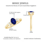 Certified 1 Carat Lab Grown Blue Sapphire Oval Engagement Ring with Diamond AAAA - Rosec Jewels
