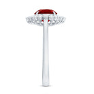 Round Lab Created Ruby and Diamond Halo Engagement Ring AAAA - Rosec Jewels