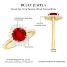 Round Lab Created Ruby and Diamond Halo Engagement Ring AAAA - Rosec Jewels