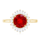 Round Lab Created Ruby and Diamond Halo Engagement Ring AAAA - Rosec Jewels