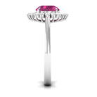 Claw Set Pink Tourmaline Cocktail Ring with Moissanite Halo Pink Tourmaline - ( AAA ) - Quality - Rosec Jewels