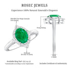 Rosec Jewels-Vintage Looking Emerald Oval Engagement Ring with Diamond Halo