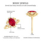 Vintage Inspired Lab Created Ruby and Diamond Engagement Ring AAAA - Rosec Jewels