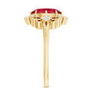 Vintage Inspired Lab Created Ruby and Diamond Engagement Ring AAAA - Rosec Jewels