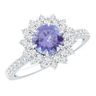 Natural Tanzanite Diamond Engagement Ring with Double Halo AAA - Rosec Jewels