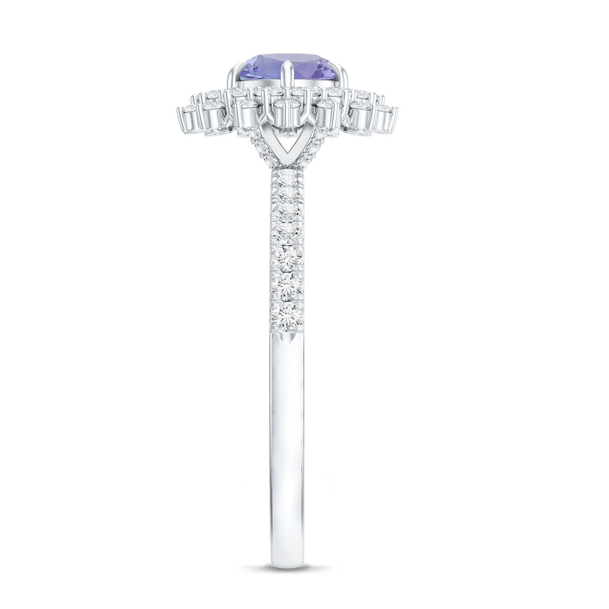 Natural Tanzanite Diamond Engagement Ring with Double Halo AAA - Rosec Jewels