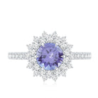 Natural Tanzanite Diamond Engagement Ring with Double Halo AAA - Rosec Jewels