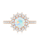 Natural Opalescent Circle Engagement Ring with Double Halo AAA - Rosec Jewels