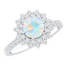 Natural Opalescent Circle Engagement Ring with Double Halo AAA - Rosec Jewels