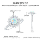 Natural Opalescent Circle Engagement Ring with Double Halo AAA - Rosec Jewels