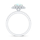 Natural Opalescent Circle Engagement Ring with Double Halo AAA - Rosec Jewels