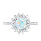 Natural Opalescent Circle Engagement Ring with Double Halo AAA - Rosec Jewels