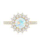 Natural Opalescent Circle Engagement Ring with Double Halo AAA - Rosec Jewels