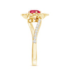 Lab Created Ruby Rose Flower Engagement Ring With Certificate AAAA - Rosec Jewels