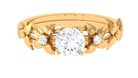 Round Certified Moissanite Gold Flower Engagement Ring Moissanite - ( D-VS1 ) - Color and Clarity - Rosec Jewels