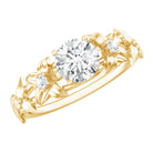 Round Cut 6 MM Moissanite Floral Engagement Ring D-VS1 - Rosec Jewels